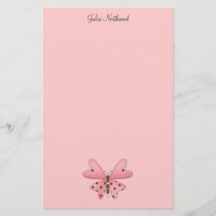 Cute as a Bug (roze en bruine vlinder) Briefpapier