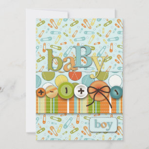Cute as a Button Baby Baby shower Kaart
