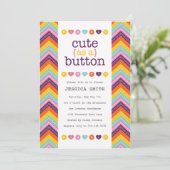 Cute as a Button Baby shower Invitation Kaart (Staand voorkant)