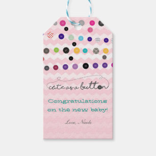 Cute as a Button Baby shower Party Cadeft Label Cadeaulabel