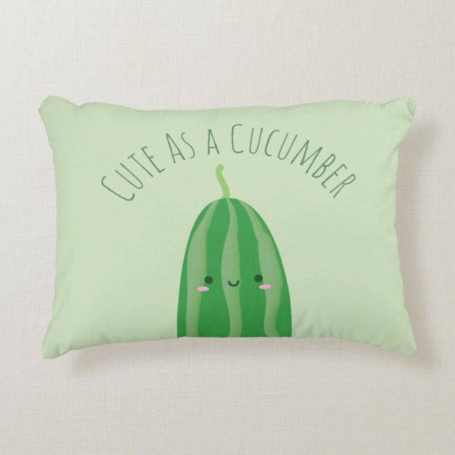 Cute as a Cucumber Funny Kawaii Cutecumber Accent Kussen (Voorkant)