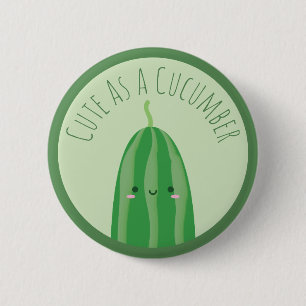 Cute as a Cucumber Funny Kawaii Cutecumber Ronde Button 5,7 Cm