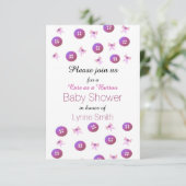 Cute as Button Baby shower Invitation Kaart (Staand voorkant)