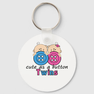 Cute as Button Twin Girl & Boy Sleutelhanger