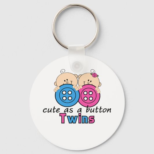 Cute as Button Twin Girl & Boy Sleutelhanger (Voorkant)