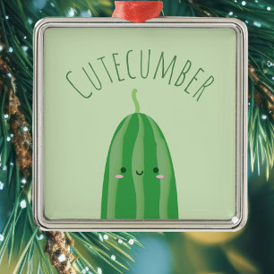 Cute as Cucumber Funny Kawaii Cutecumber Name Metalen Ornament