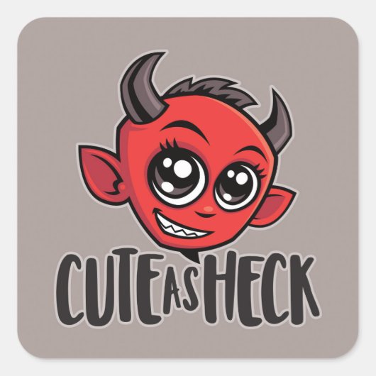 Cute as Heck Devil Vierkante Sticker (Voorkant)