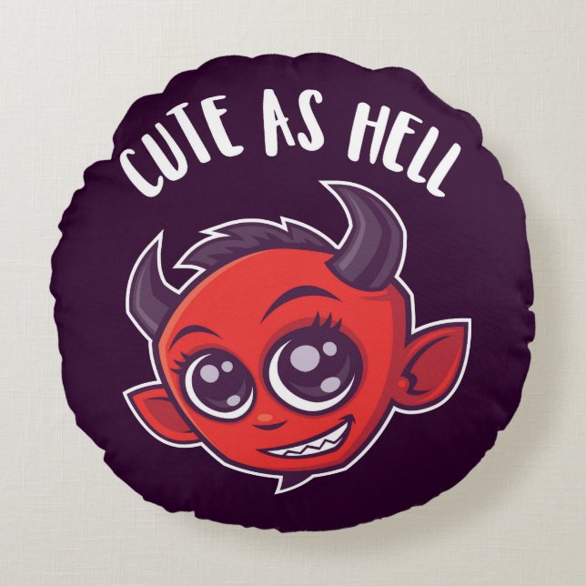 Cute as Hell Devil Rond Kussen (Voorkant)