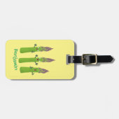 Cute asparaging vegetable trio cartoon bagagelabel (Voorkant horizontaal)