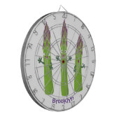 Cute asparaging vegetable trio cartoon dartbord (Voorkant Links)