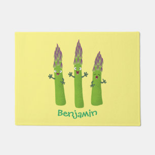 Cute asparaging vegetable trio cartoon deurmat