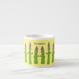Cute asparaging vegetable trio cartoon espresso kop