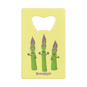 Cute asparaging vegetable trio cartoon kredietkaart flessenopener