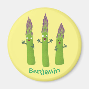Cute asparaging vegetable trio cartoon magneet