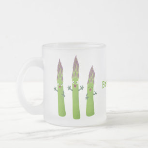 Cute asparaging vegetable trio cartoon matglas koffiemok