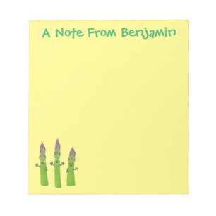 Cute asparaging vegetable trio cartoon notitieblok
