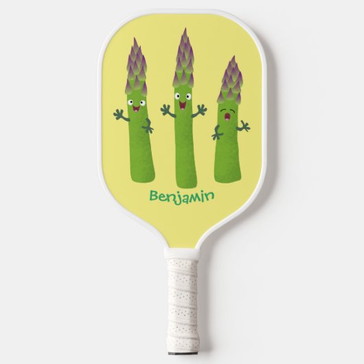 Cute asparaging vegetable trio cartoon pickleball paddle (Voorkant)