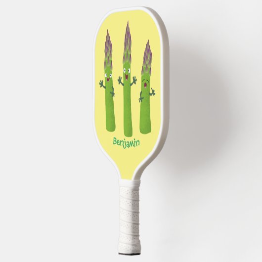 Cute asparaging vegetable trio cartoon pickleball paddle (Links)