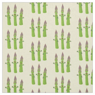 Cute asparaging vegetable trio cartoon stof