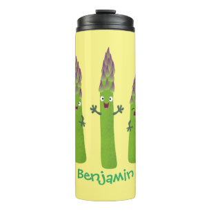 Cute asparaging vegetable trio cartoon thermosbeker