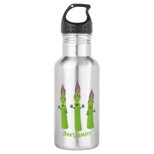 Cute asperges die plantaardige trio-cartoon zingen waterfles