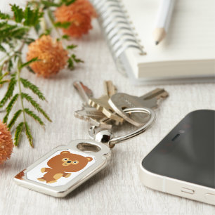 Cute Assertive Cartoon Beer Metal Sleutelhanger