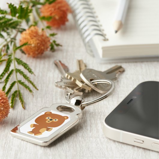 Cute Assertive Cartoon Beer Metal Sleutelhanger (Zijkant)