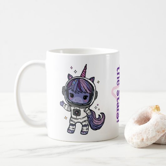 Cute Astro Unicorn Café Mug (Avec donut)