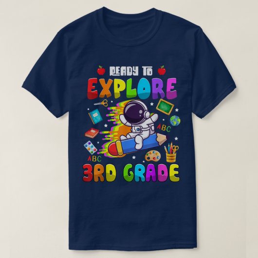 Cute Astronaut Boys Girls Ready to Exken 3rd Gra T-shirt (Design voorkant)