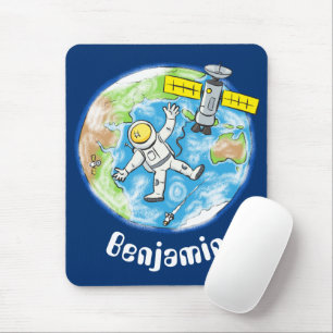 Cute astronaut cartoon ruimteaarde muismat