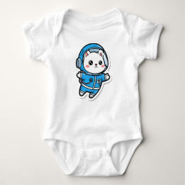 Cute Astronaut Cat Custom Photo Baby Bodysuit