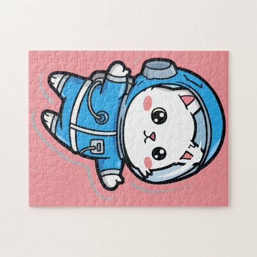 Cute Astronaut Cat Custom Photo Jigsaw Puzzle (Horizontal)