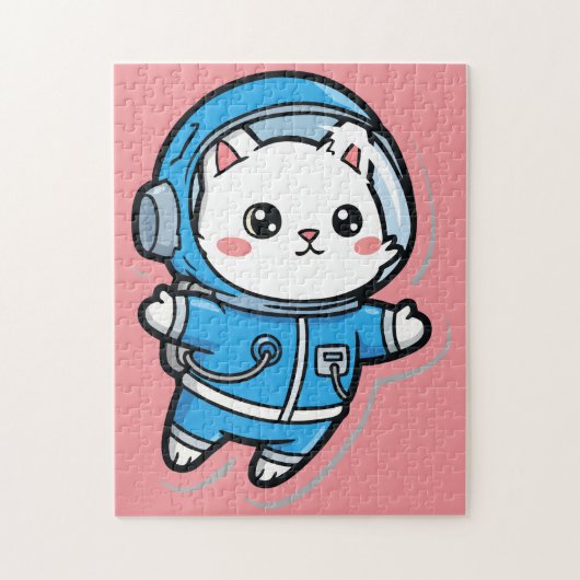 Cute Astronaut Cat Custom Photo Jigsaw Puzzle (Vertical)