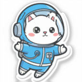 Cute Astronaut Cat Kawaii Sticker (Recto)