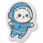 Cute Astronaut Cat Kawaii Sticker (Voorkant)