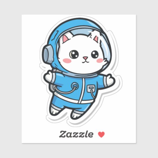 Cute Astronaut Cat Kawaii Sticker 4x4 (Vel)