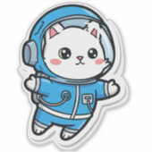 Cute Astronaut Cat Kawaii Sticker 6x6 (Devant)