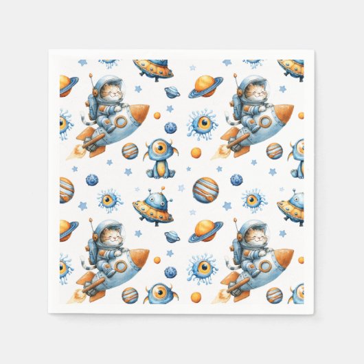 Cute Astronaut Cat Outer Space Cosmic Pattern  Servet (Voorkant)