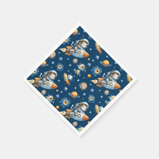 Cute Astronaut Cat Outer Space Galaxy Pattern  Servet (Hoek)