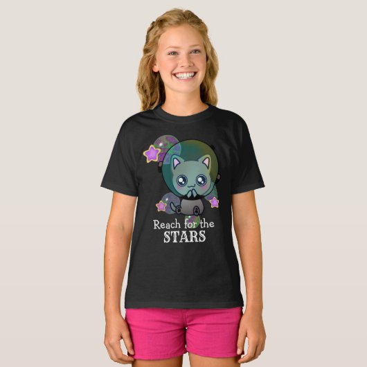 Cute Astronaut Chat dans l'espace avec T-shirt éto (Devant entier)