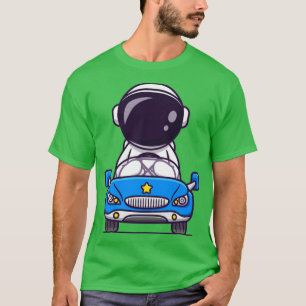 Cute Astronaut Driving Cartoon T-shirt