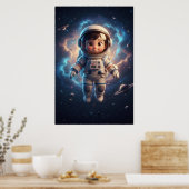 Cute Astronaut Kid | Space Adventure Art Poster (Cuisine)