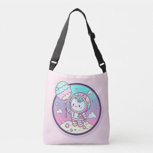 Cute Astronaut met Ice Cream Baloon op de maan   Crossbody Tas