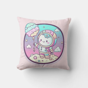Cute Astronaut met Ice Cream Baloon op de maan   Kussen