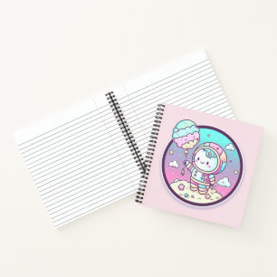 Cute Astronaut met Ice Cream Baloon op de maan   Notitieboek