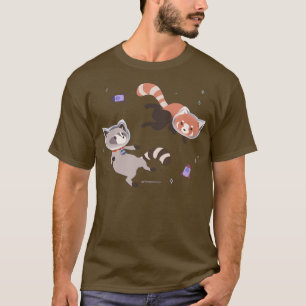 Cute Astronaut Raccoon en Red Panda Rocket Space T-shirt