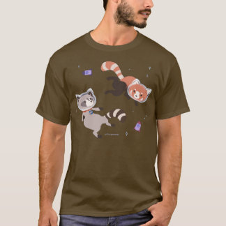 Cute Astronaut Raccoon en Red Panda Rocket Space T-shirt