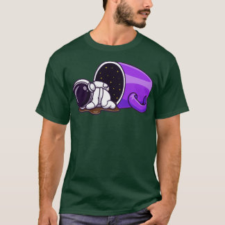 Cute Astronaut Slaapend met koffiebeker Cartoon T-shirt