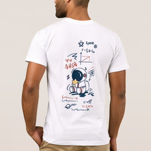  Cute Astronaut Space Cartoon Back Print T-Shirt (Dos)