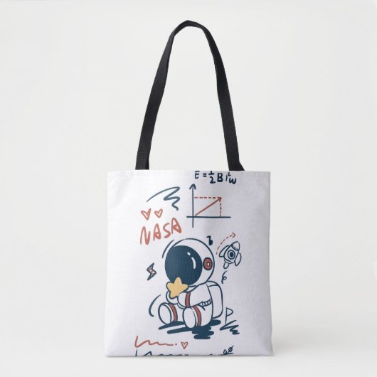 Cute Astronaut Space Cartoon Tote Bag (Devant)